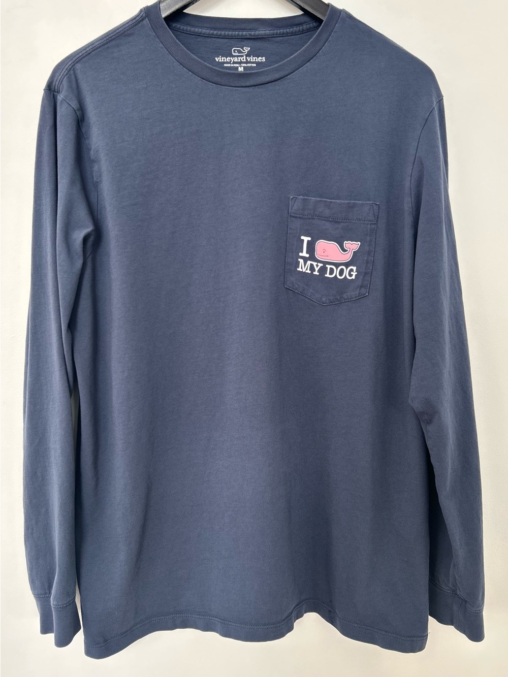 Vineyard Vines I Whale My Dog Long Sleeve Pocket Tee Navy Medium